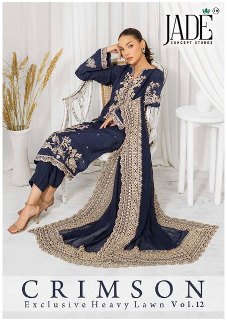 Crimson Vol 12 By Jade Lawn Cotton Bulk Kurti With Bottom Dupatta Orders In India